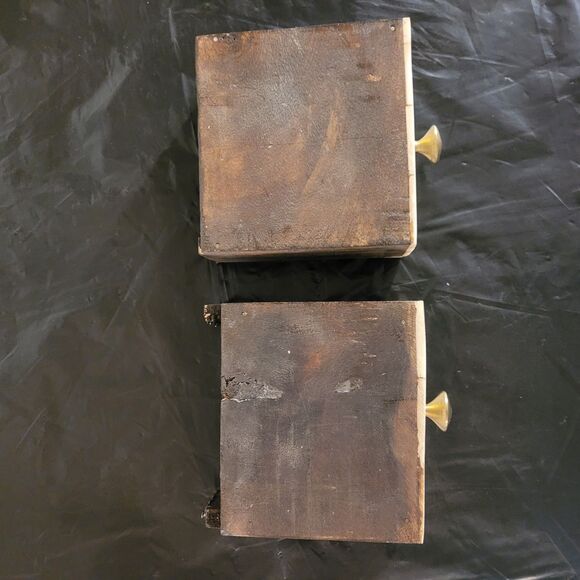 White Ivory Look Inlay On Wood Trinket Box Handmade 2 Drawers - Picture 10 of 10